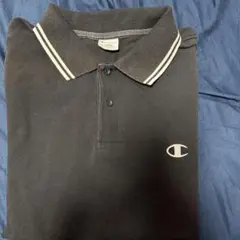 Champion ポロシャツ ブラック 袖ロゴ ワッペン Y2K 00s