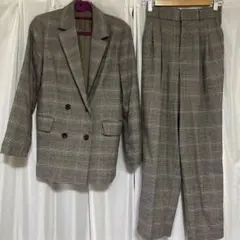 白*梨様 GUチェック柄 ダブルブレストセットアップ Sサイズ上下