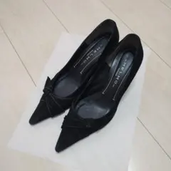 MELMO ブラックポインテッドトゥパンプス 23.5cm