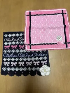 クレイサス　タオルハンカチ 2枚セット 黒とピンク