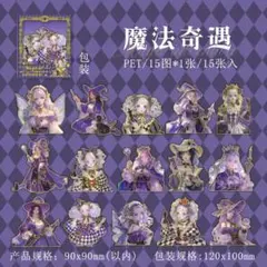 【同梱価格190円】　不思議の国の少女たち箔押しPETシール　コラージュ素材
