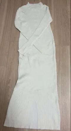 リブニットロングワンピース ホワイト M