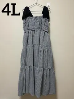 肩リボンシャーリングワンピース♡ギンガムチェック♡ロングワンピース♡リズリサ系