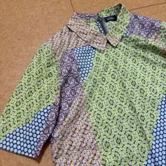 極美品　ケイトスペードサタデー パッチワーク風 総柄 半袖シャツ ブラウス　Sのサムネイル
