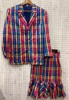 バブリー レトロ 古着 junko shimada チェック柄 セットアップ