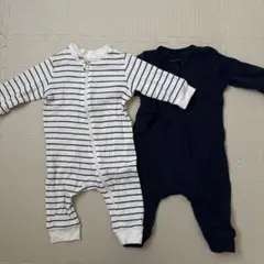 H&M コットンカバーオールパジャマ2枚セット