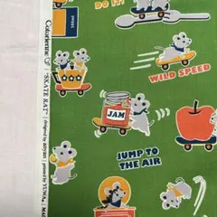 (274)YUWA シーチング生地　コトリエンヌ　「スケートラット」　緑