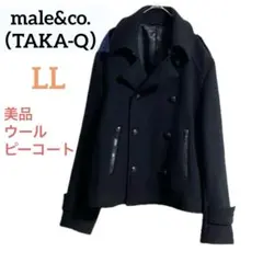 male&co. ウール ショートピーコート ビジネスタカキュー ブラック XL