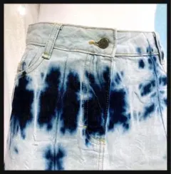 ꒰MORGAN꒱タイダイ風 フリンジ デニム ミニスカート
