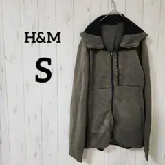 H&M【S】フード付き ジップアップパーカーグリーン 柔らか素材 カジュアル