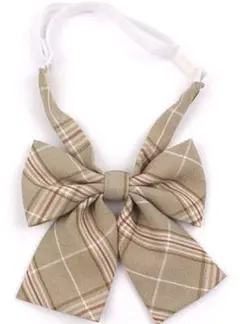 チェック柄リボン 茶色