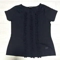 DAKS／黒フリル半袖カットソー／サイズ38／美品のサムネイル