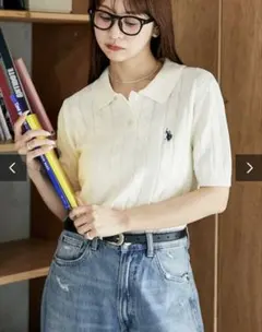 U.S.POLO ASSN. 別注ケーブルニットポロシャツ　限定展開