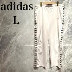 【美品】adidas レディース ボトムス L ホワイト ロゴ入り スポーツ