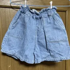 デニムブルー ショートパンツ ウエストゴム