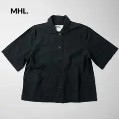 MHL 半袖シャツ 黒色 Mサイズ MHL. 開襟シャツ 半袖 コットン 綿 ブラック 黒 古着 レディース