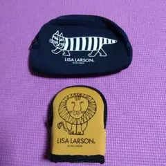 LISA LARSON ネイビー イエロー ポーチ 2点セットのサムネイル