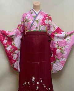 袴セット 卒業袴 裄68㎝ 袴98㎝ 中古 ピンク 紫　卒業式　長身Ｈ-221 袴セット 卒業袴 裄68㎝ 袴98㎝ 中古 ピンク 紫 卒業式 長身H-221