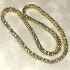 美品　テニスネックレス ジルコニア ゴールドクリスタルラインストーンネックレス