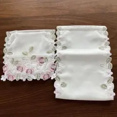 화장지 홀더 커버 플로랄 자수 화이트