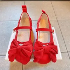 ロリータ リボンシューズ (アカ) 24.0cm
