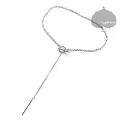 YGG★新品 ロングバー付き チェーン ネックレス 銀 シルバー マンテル