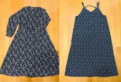 【花柄ロングワンピース２枚セット】長袖＆キャミワンピース
