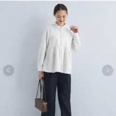 GREEN LABEL RELAXING スタンド ティアード ブラウス