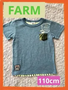 [110cm]☆FARM☆男の子半袖＊前無地＊後ストライプ＊蛍光ロゴ＊Tシャツのサムネイル