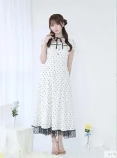 Rosé Muse Piping puff sleeve dress ドット Rosé Muse Piping puff sleeve dress ドット - メルカリ