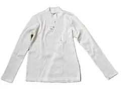 ユニクロ　リブハイネックT ／長袖　ホワイト　Lサイズ