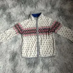 フリースジャケット 幾何学模様 クリーム色