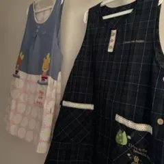 エプロン2枚組チェック柄エプロン I make you happy