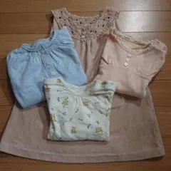 おまとめ サイズ90女の子 長袖シャツ３枚 ワンピース１枚 セット