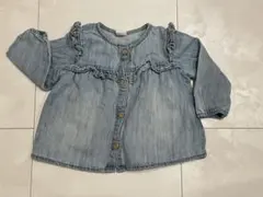 H&M フリル付きライトブルーシャツ 74 / 6-9M