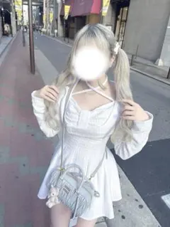 bubbles リボンフレアワンピース 白 Sサイズ