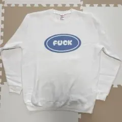 ホワイト クルーネック トレーナー 裏起毛