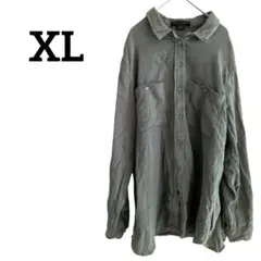 SOCIAL STANDARD 【XL】 長袖シャツ オリーブグリーン シンプル