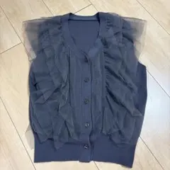 チュールドッキングノースリーブニット