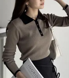 mily bilet リブポロニット　モカ　Mサイズ