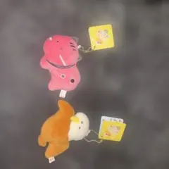 つぶらな瞳の縁起物　たか、あかべこ　ぬいぐるみキーホルダー