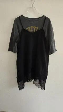 TT OMI スソレースキャミブラックLLタグ付き新品しまむら