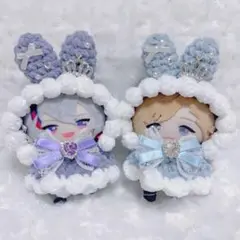 【水色キラup】にじぱぺっと　ぬい帽子　ぬい服　うさ耳　ニット帽 10cmぬい