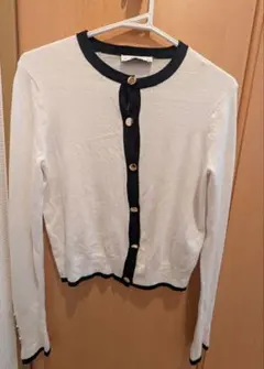 ZARA　WHITE×BLACK　カーディガン　デザインカーディガン