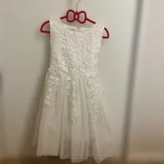 ホワイトレースドレス（リボン付き）　130cm
