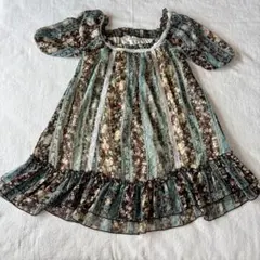 【美品】アクシーズファム風 花柄ワンピース M 平成レトロ 森ガール バルーン袖