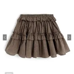 GRL インパン付きチェック柄フリルティアードミニスカート[dk1527] 茶