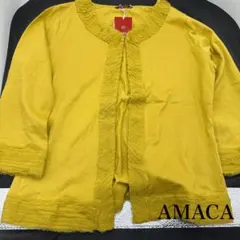AMACA カーディガン イエロー 五分袖のサムネイル