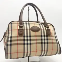 希少✨ バーバリー 月桂樹 ミニボストン ハンドバッグ キャンバス レザー 茶のサムネイル