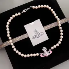 パールピンク惑星ネックレス かわいい上品デザイン